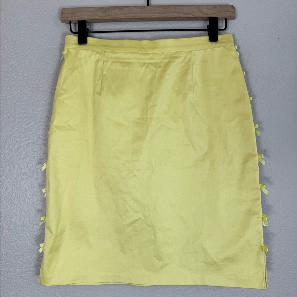 Blumarine Vintage Y2K Skirt Pastel Lemon Yellow with Bows size IT 38 US 2 XS